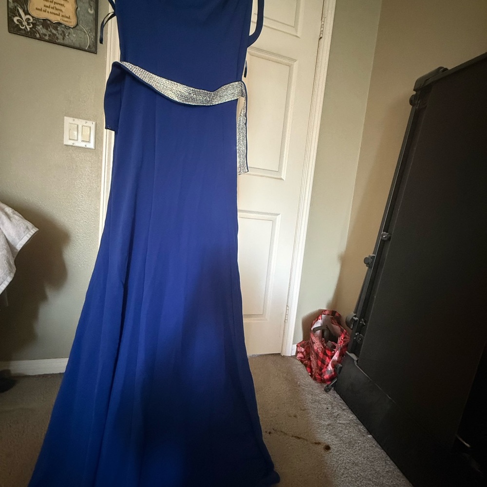 Aspeed Royal Blue Maxi Dress with Silver Detail
